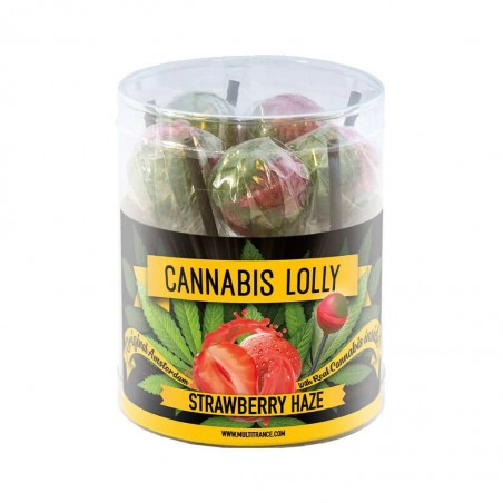 Sucettes au CBD Strawberry Haze. Boite de 70 pièces.